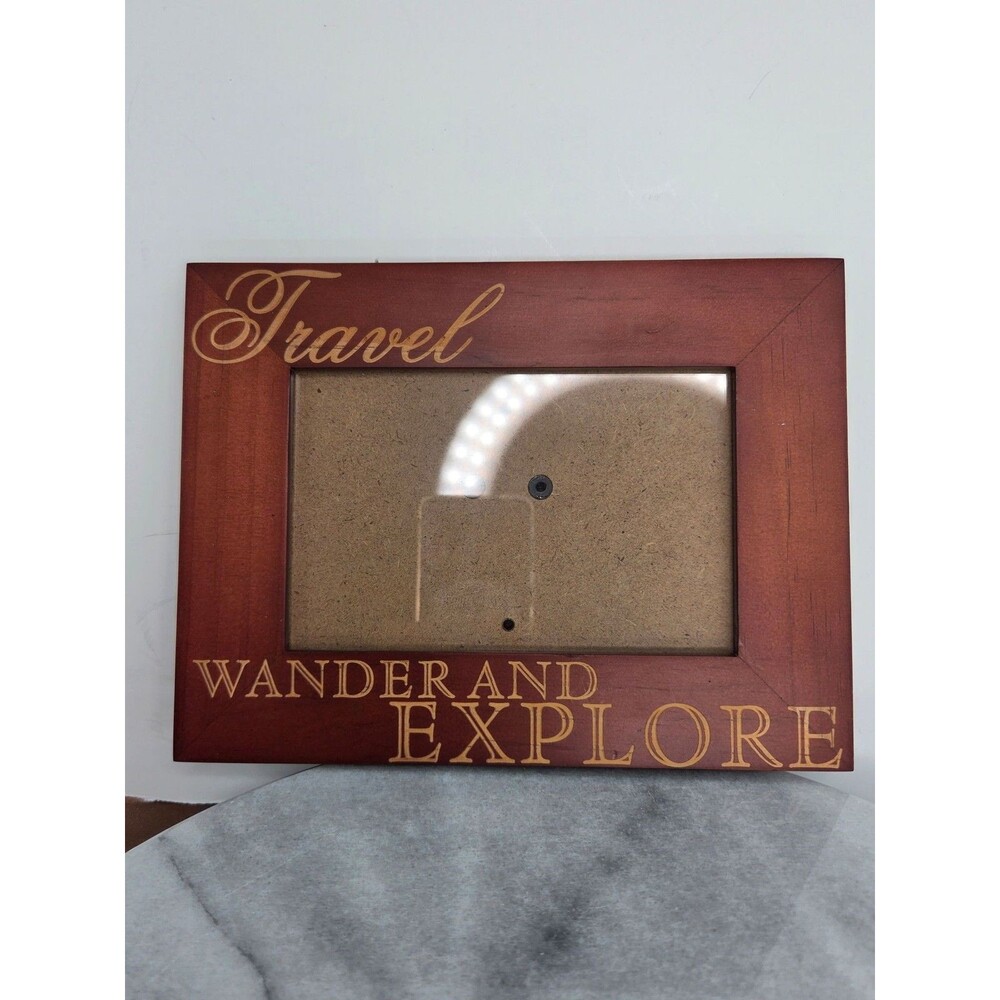 Burnes Travel Wander And Explore Photo Frame 4x6 Brown Wood Engraved Decor Gift